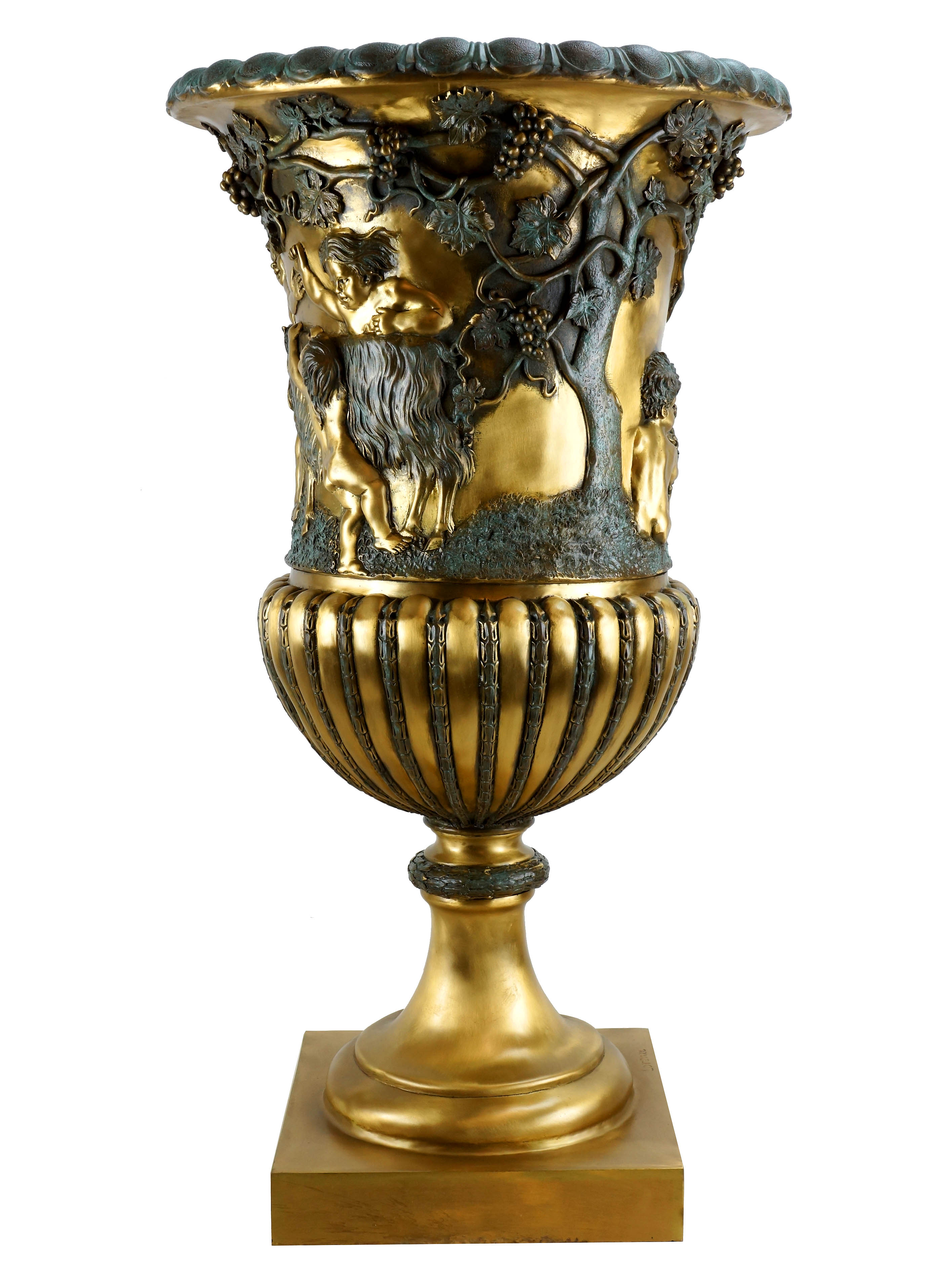 XXL Jugendstil Amphore Große Vase aus Bronze signiert Lorenzl
