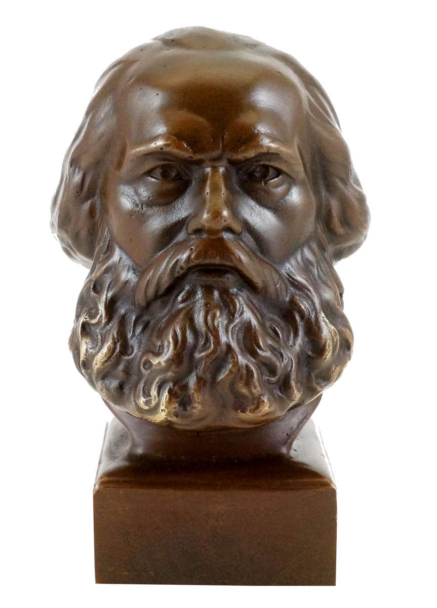Bronze - Kopf - Karl Marx Büste - signiert