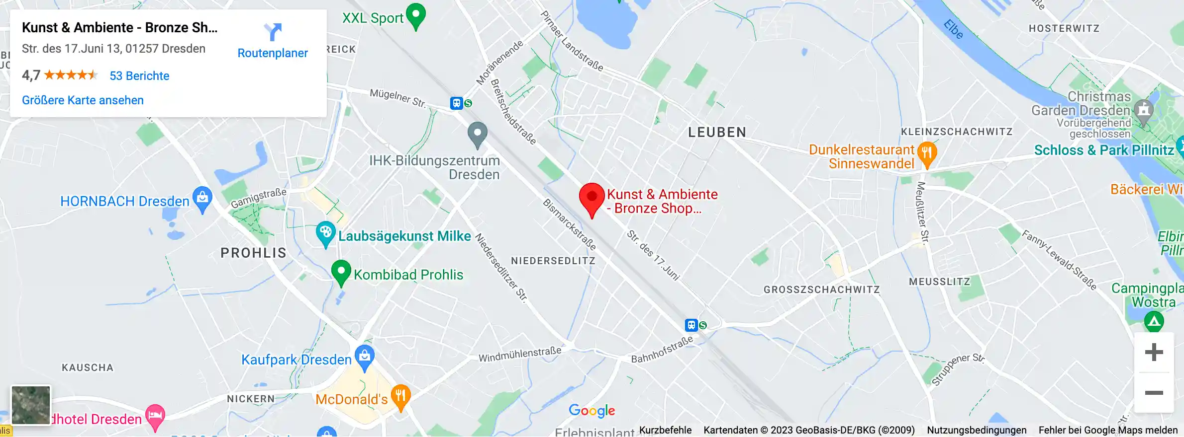 Google Map - Standort Bronze Shop Showroom